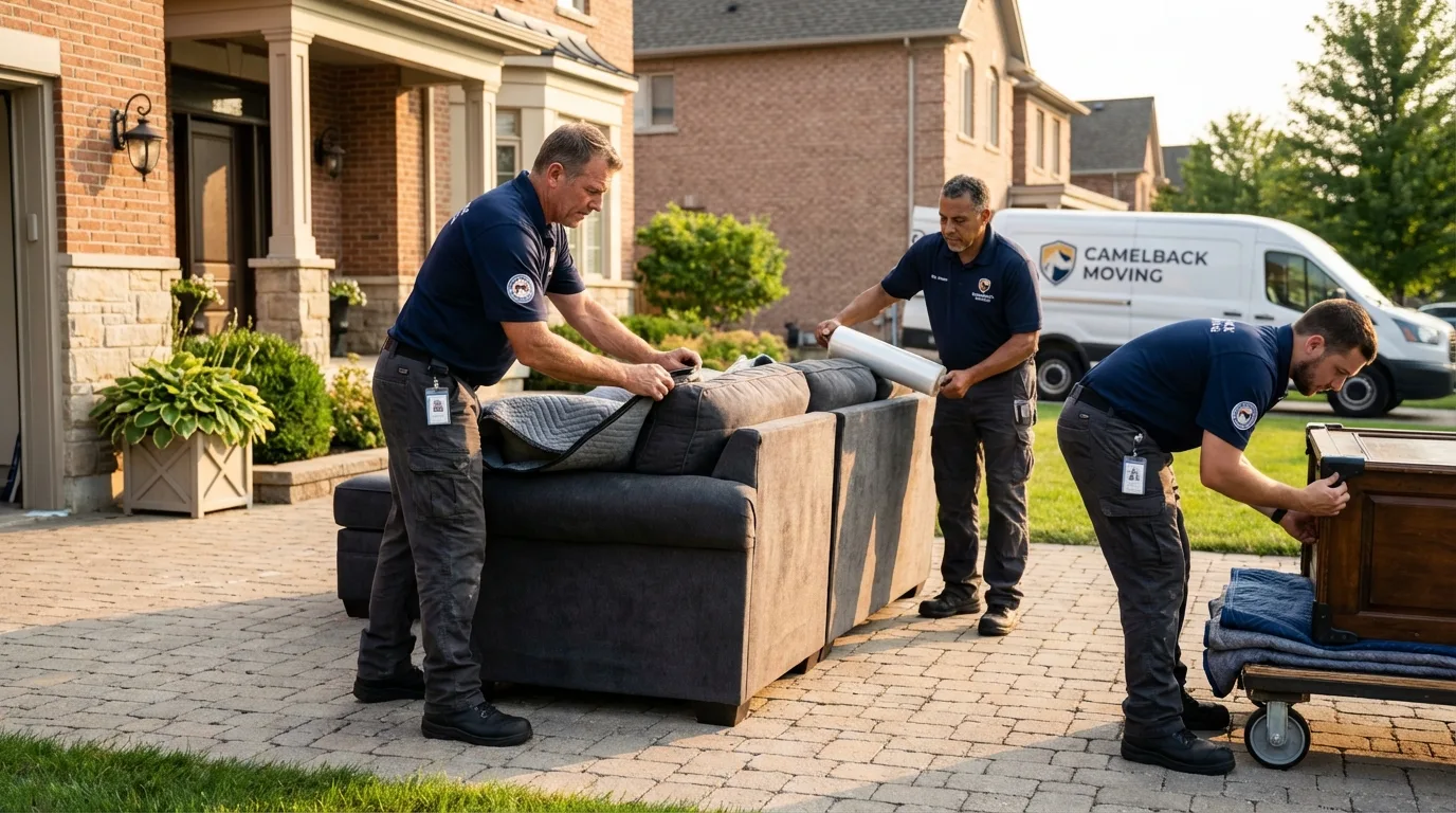 Large estate moving crew wrapping furniture in Burlington, VT